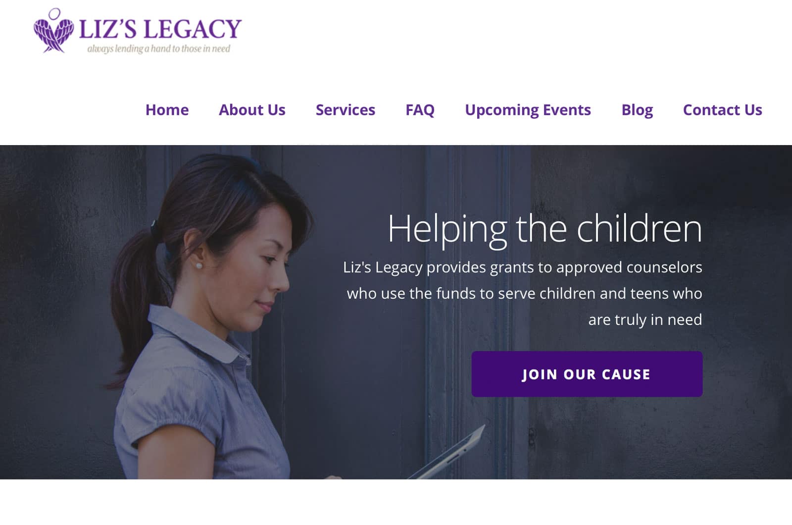 home page for lizlegacyfoundation.com